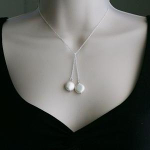 Wire Wrapped Pearl Necklace,freshwater Coin Pearl..