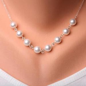 Stringed Pearl Sterling Silver Necklace,..