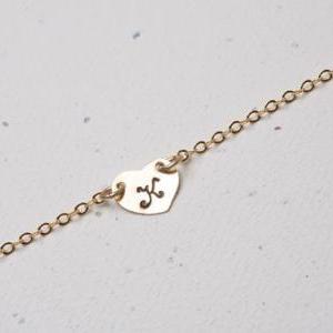 Heart Initial,14k Gold Filled Necklace,custom..