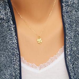 Four Leaf Clover Necklace,shamrock Necklace, Gold..