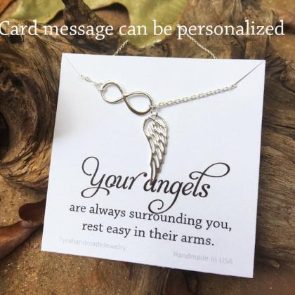 Infinity Angel Wing Necklace,parent Memorial..
