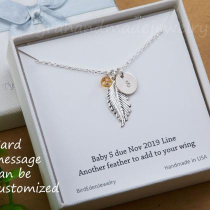 Personalized Feather Necklace,initial..