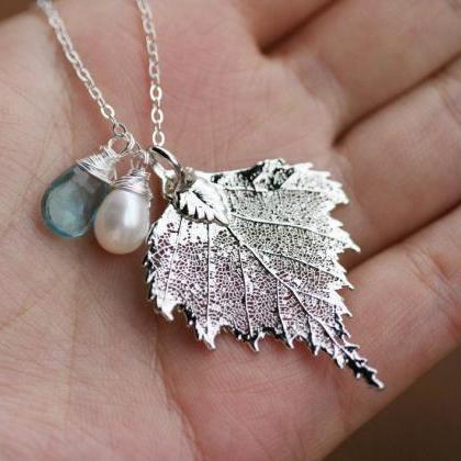 Birch Leaf Necklace,real Leaf Necklace,custom..