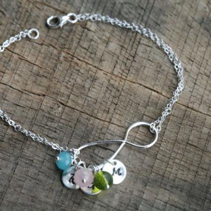 Mother Bracelet,personalized Birthstone Initial..