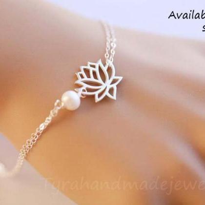 Lotus Bracelet,pearl Flower Bracelet,wire Wrapped..