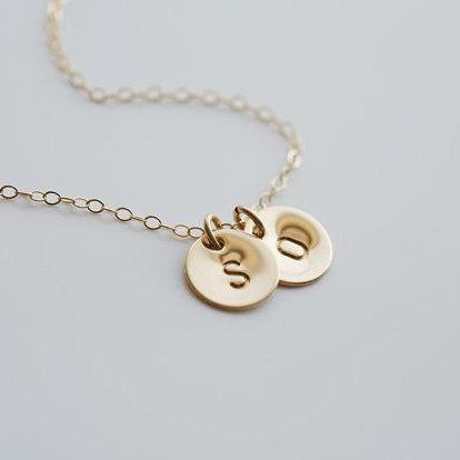 Custom two initial Necklace,gold fi..
