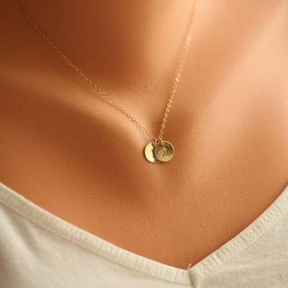 Custom two initial Necklace,gold fi..