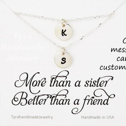 Double Layered Initial Necklace,two Initial Tag..