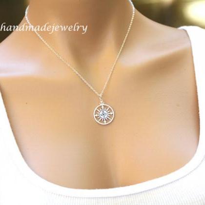 terling silver compass necklace wit..