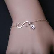 Infinity initial bracelet,leaf Initial bracelet,Couple,infinity bracelet,Anniversary,sisterhood,customize birthstone,wedding