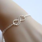 Double Infinity sterling silver bracelet, figure eight bracelet, infinite friendship bracelet,sisterhood,best friends bracelet