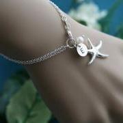 Starfish bracelet,Beach wedding,bridesmaid gifts,sisterhood,customize birthstone,wedding