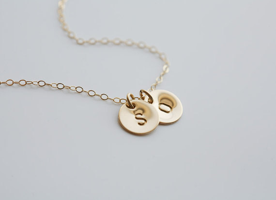 TWO Initial Necklace,14k GOLD Filled,Best Friends,Monogram Necklace,sisterhood,Personalized