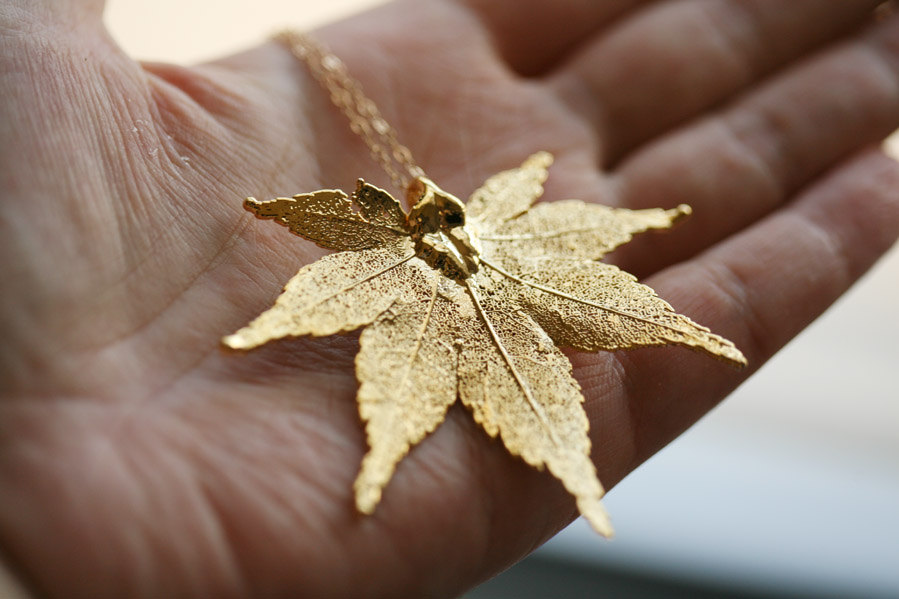 Large Real Maple Leaf necklace 24k Gold,14k Gold Filled necklace,Real leaf,Jewelry,Wedding Jewelry,Mother's Jewelry,
