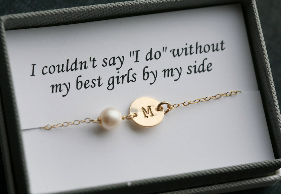 Bridesmaid gifts,Bridesmaid card,Thank you card with necklace,14k gold,Initial necklace for bridesmaid,Message card,be my bridesmaid