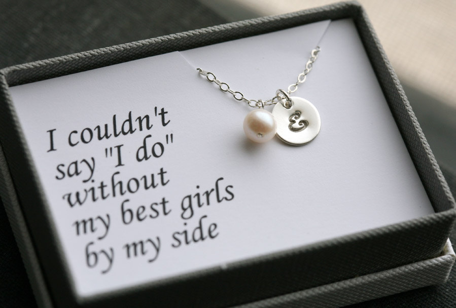 Bridesmaid gifts,Bridesmaid card,Thank you card with necklace,Initial necklace for bridesmaid,Message card,be my bridesmaid