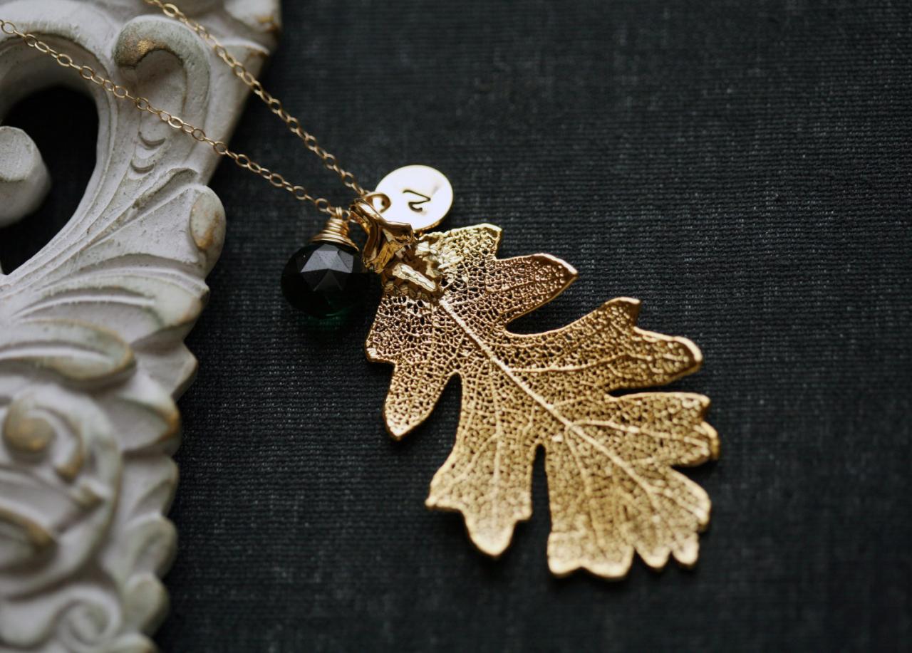 Gold oak leaf necklace,Gold filled Necklace,Rearl leaf Necklace,bridesmaid gifts,Wedding Jewelry,Birthday,Anniversary,Daily Jewelry