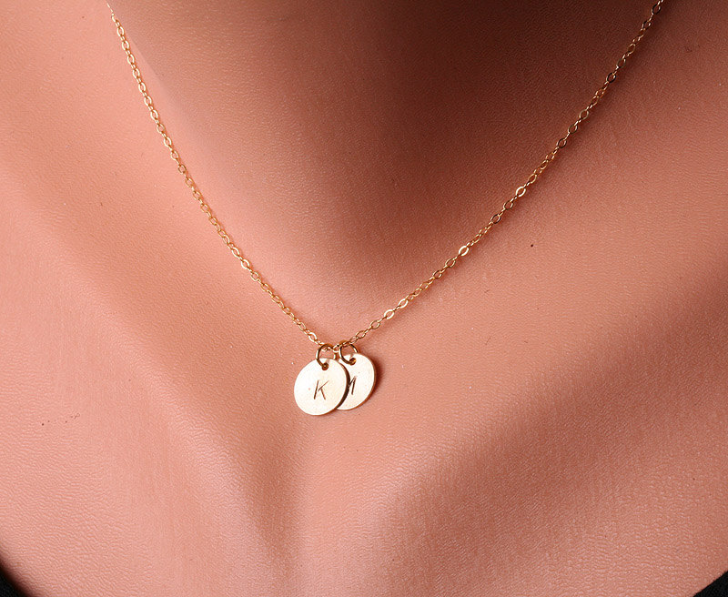Personalized,TWO Initial Necklace,14k GOLD Filled, Family, Couple,Birthday,Best Friend, Kid, Sisterhood, Mother's Jewelry
