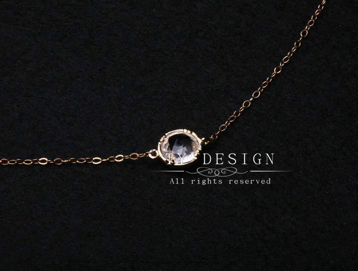 Tiny Pendant Gold Fill Necklace,cubic Zirconia Stone,stone In Bezel,everyday Jewelry,bridesmaid Gifts,wedding Jewelry