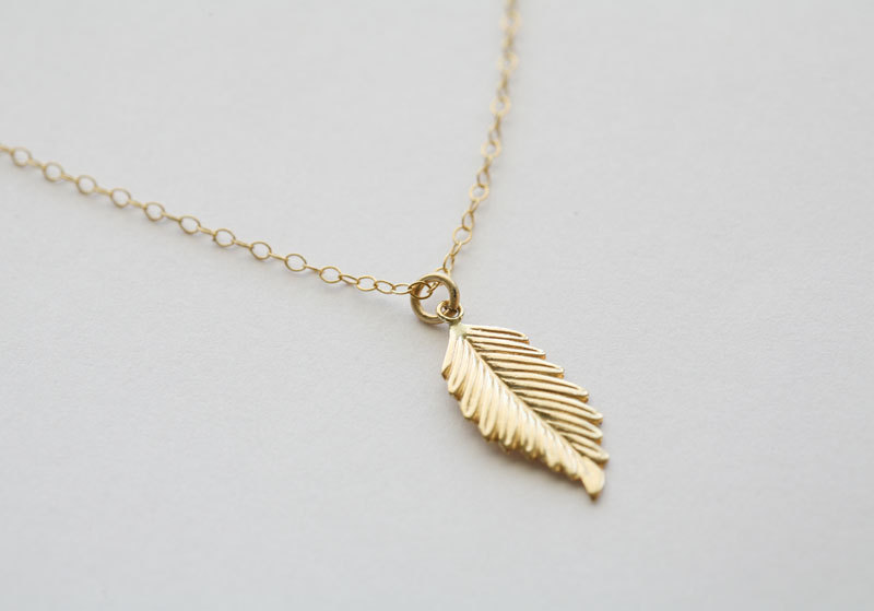 9ct gold feather necklace discount