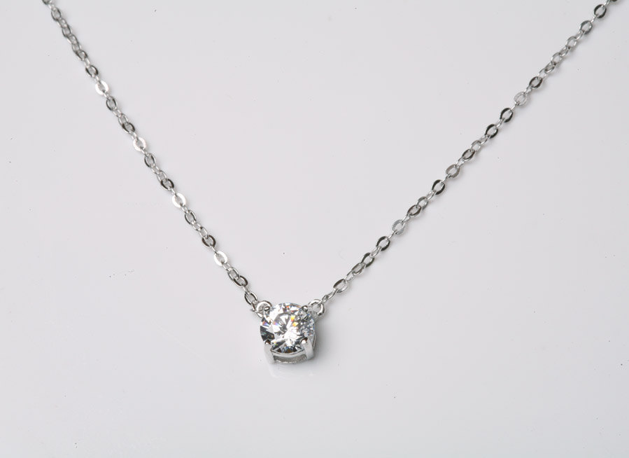 Tiny Pendant Sterling Silver Necklace,cubic Zirconia Diamond,diamond By Yard,everyday Jewelry,bridesmaid Gifts,wedding Jewelry