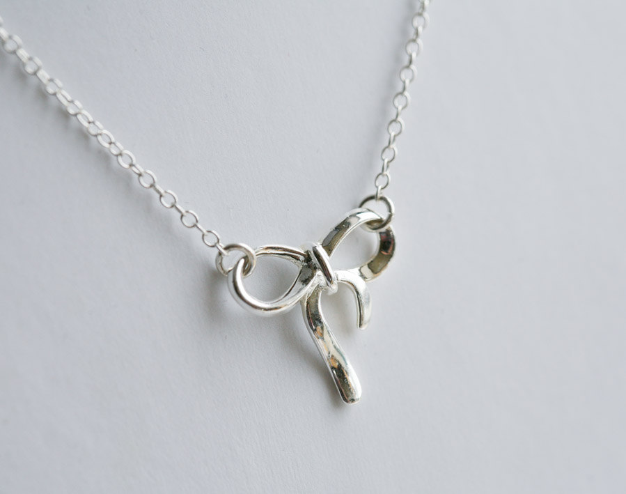 Sterling Silver Bow Necklace, Silver Knot Necklace,tying The Knot, Bridal Party Jewelry Gifts,sisterhood,graduation Gift