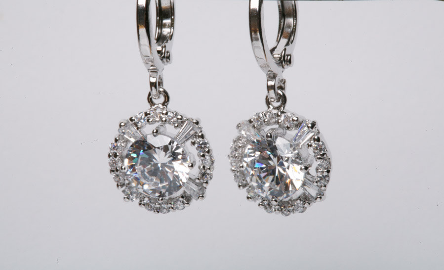 Bridal Earrings Cubic Zirconia Earrings,bridesmaid earrings,Round cz earrings,dangle earrings,wedding jewelry,Cubic zirconia earrings