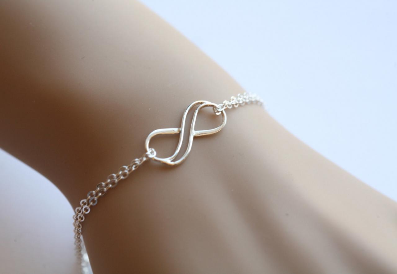 Double Infinity Sterling Silver Bracelet, Figure Eight Bracelet, Infinite Friendship Bracelet,sisterhood, Friends Bracelet