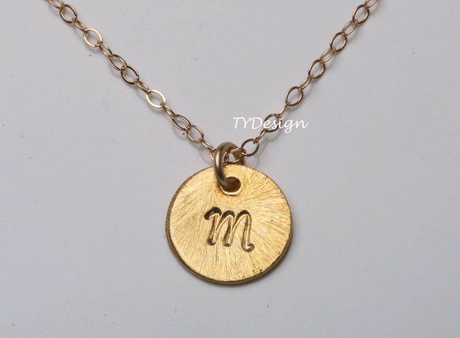 Custom Gold Plated Initial Necklace, Tiny Initial Letter Charm, Everyday Daily Jewelry, Birthday, Bridesmaids Jewelry