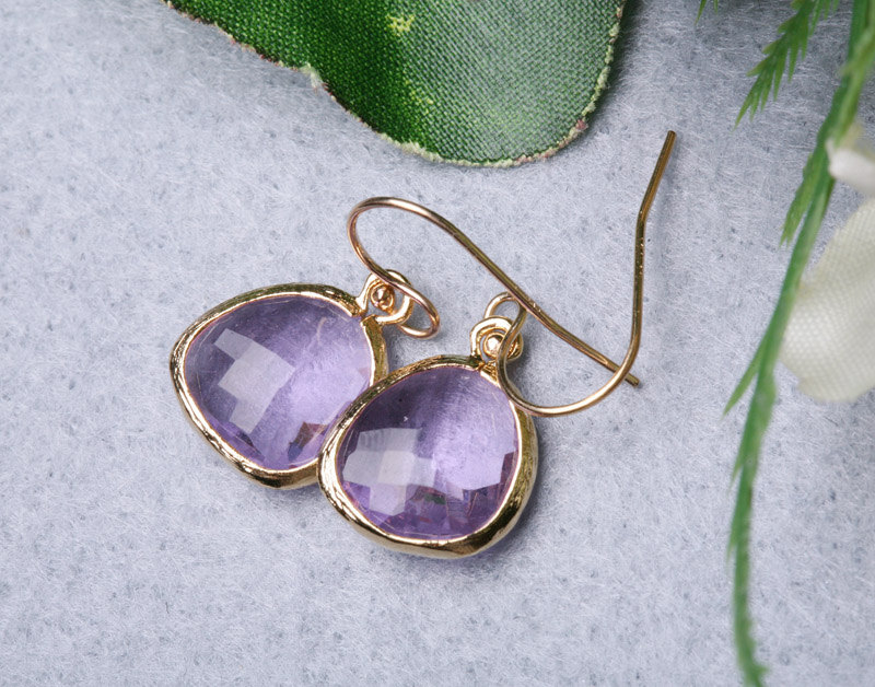 Pink Amethyst Gold Filled Earrings,stone In Bezel,simple Everday Daily Jewelry,bridesmaid Gifts,birthday, Friends,anniversary