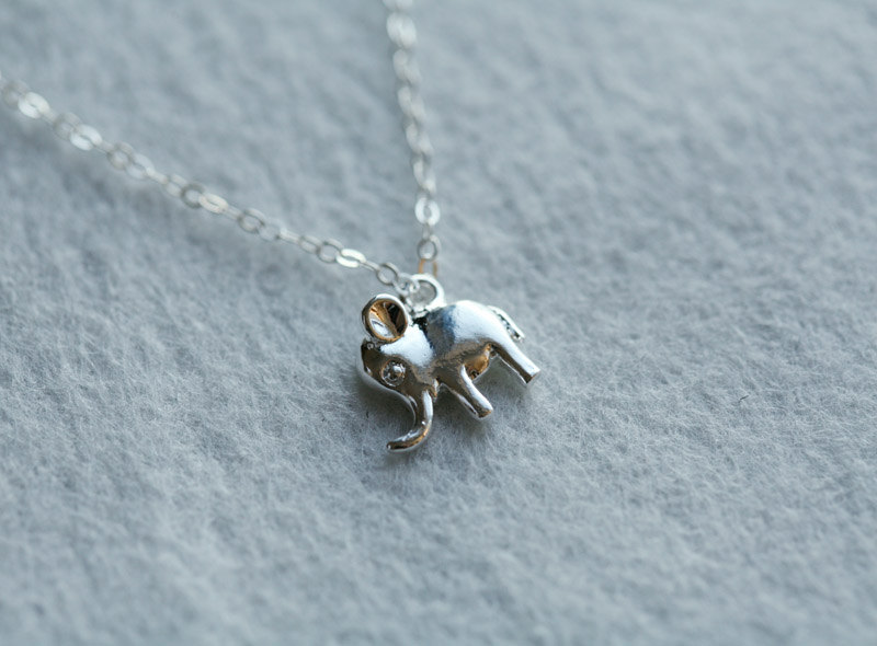 Tiny Lucky Elephant Sterling Silver Necklace,Birthday Gift,Best Friends,Wedding,Everyday Jewelry,Dainty,Anniversary,Sisterhood