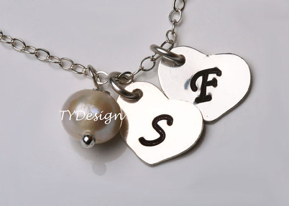 Heart Initial Necklace,custom Initial Sterling Silver Bracelet,anniversary Gift,wedding Jewelry,mother Jewelry