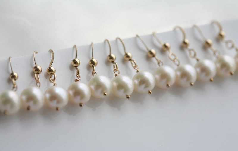 Bridesmaid Gifts,set Of 5,wire Wrapped Pearls,gold Earrings,bridal Jewelry,wedding Jewelry,wedding Party Gift,mothers Gift