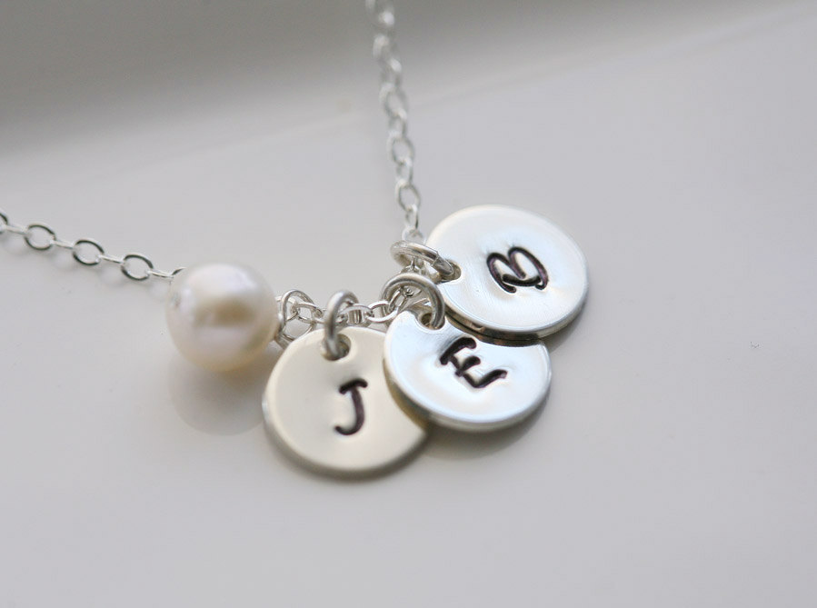 Three Initials Necklace,custome Birthstone,sterling Silver,personalized,birthday, Friend,sisterhood, Mother's Jewelry