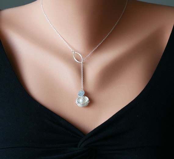 Nest Necklace,initial Necklace,monogram Initial,lariat,mother Jewelry,baby Initial,baby Shower Gift,