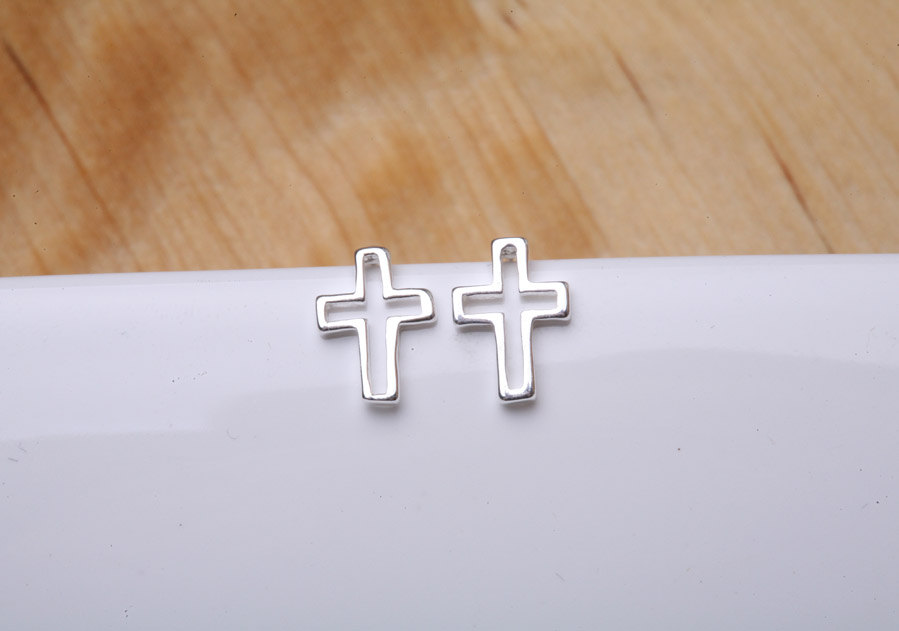 Tiny Cross Earrings,sterling Silver,blessed,everyday Earrings,horizontal Cross,daily Jewelry