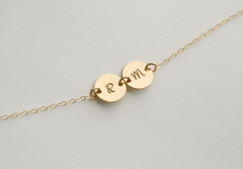 Two Initial Necklace,14k Gold Filled,monogram Necklace, Personalized Initial, Friends,mother's Jewelry,birthday,connector