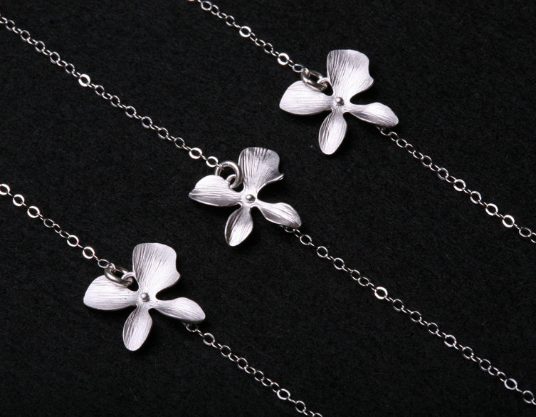 Bridesmaid Gifts,6 Sets.orchid Flower Sterling Silver Necklace,flower Jewelry,flower Girl,daily Jewelry,wedding Jewelry Gift