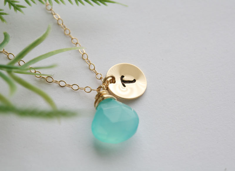 Initial Necklace,custom Gold Filled Initial Disc And Birthstone,bridesmaid Gift,birthday, Anniversary, Friends,wedding Bridal Jewelry