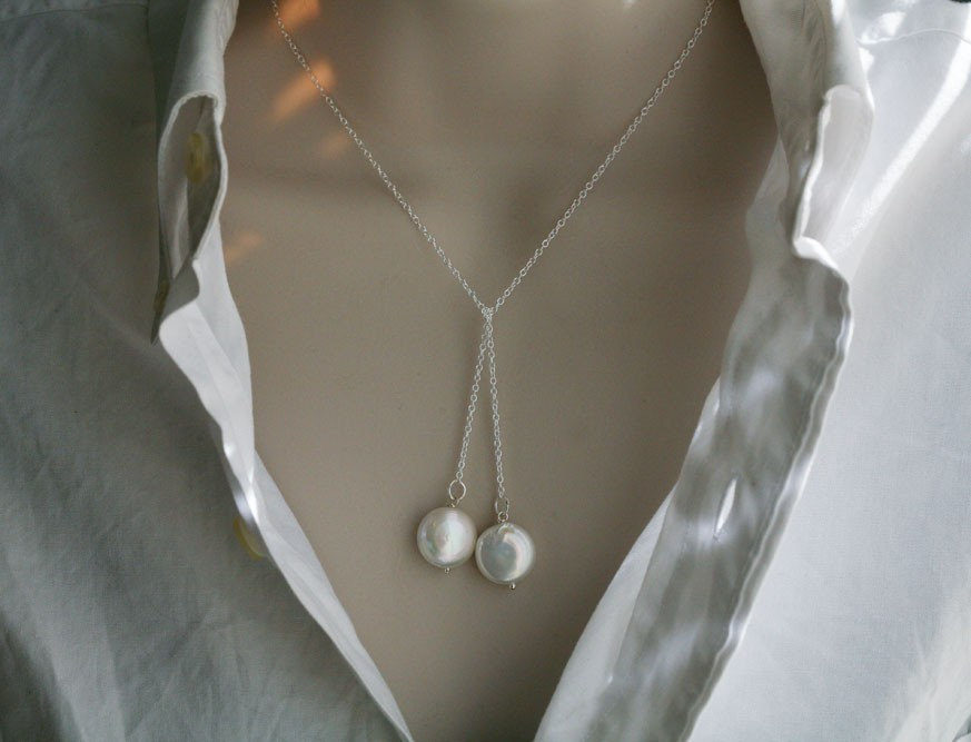 Wire wrapped pearl necklace cheap