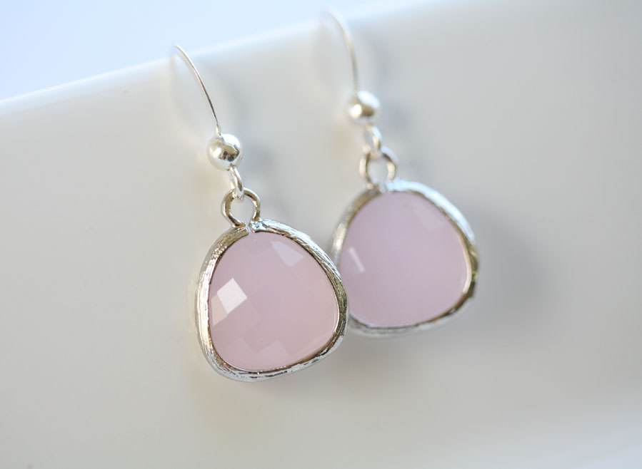 Soft Pink,rose Pink Stone Sterling Silver Earrings,stone In Bezel,everday Daily Jewelry,bridesmaid Gifts,wedding Jewelry,bridesmaid Earring