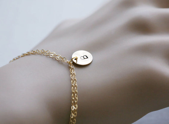 Gold Fill Bracelet,initial Bracelet,initial Letter Charm,bridesmaid Gifts,simple Everyday Jewelry,personalized Gift