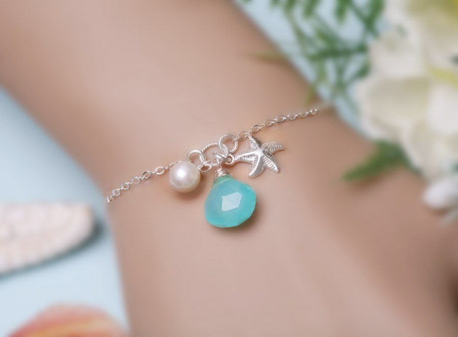 Starfish Monogram Bracelet,Personalized starfish Bracelet, Bridesmaid's gifts,Mother's Jewelry, Wedding jewelry, Bridesmaid gifts