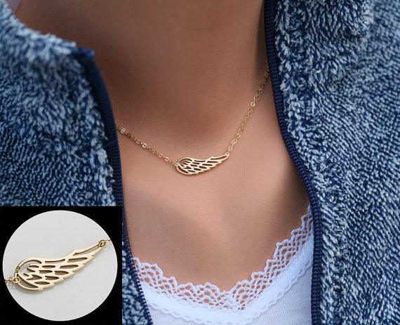 Angel Wing Necklace,gold Wing Delicate Necklace,memory Wing Necklace,bridesmaid Gifts,everyday Jewelry,wedding Bridal Jewelry