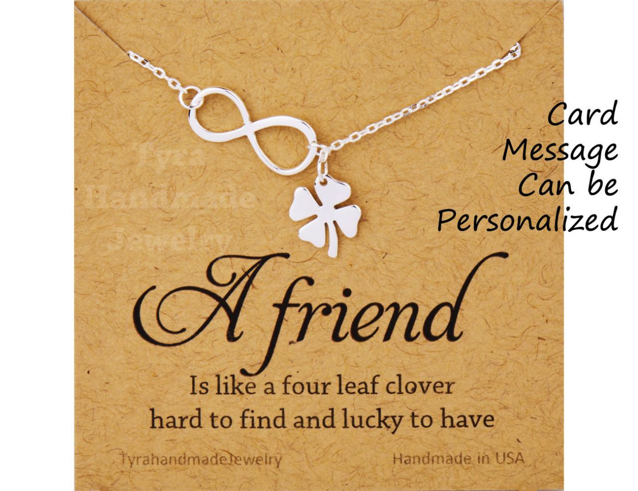 Sterling Silver Four Leaf Clover Infinity Lariat Necklace