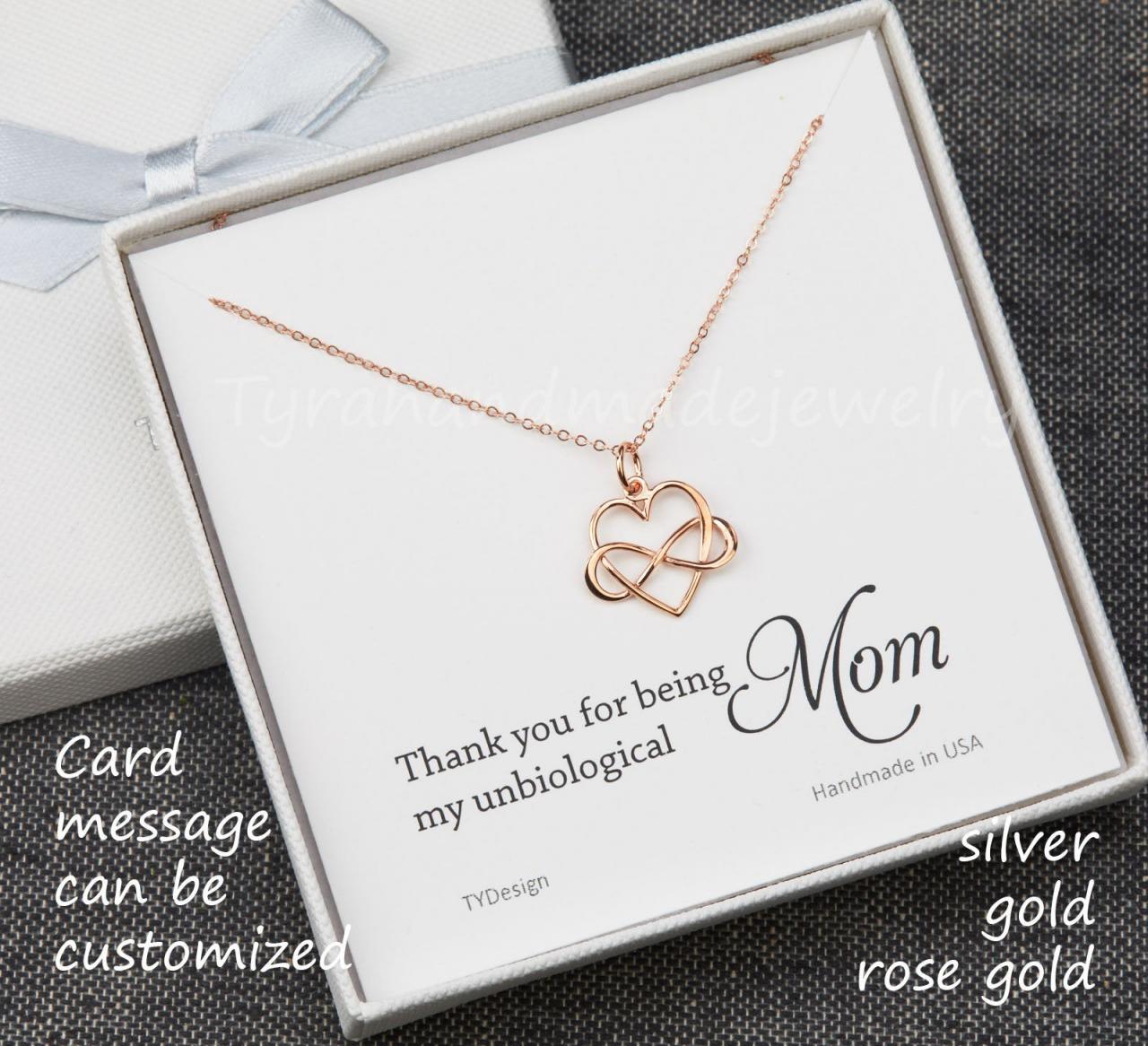 Infinity Love Necklace,infinity Heart Necklace,unbiological Mother,unbiological Sister,sister In Law,mother Daughter,custom Jewelry Card
