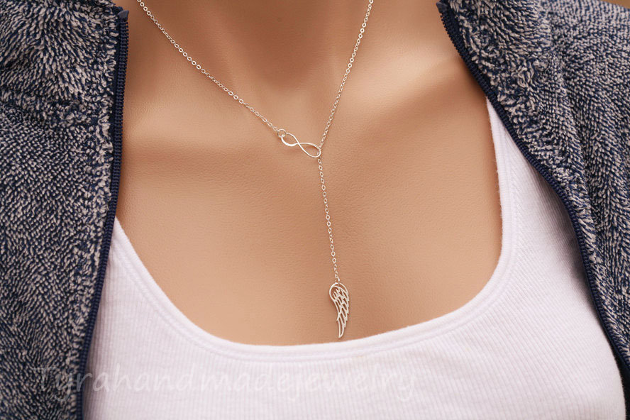 Infinity Angel Wing Necklace,parent Memorial Gift,memorial Wing Necklace,family Remembrance Gift,bridesmaid Gift,wedding Jewelry,child Loss,