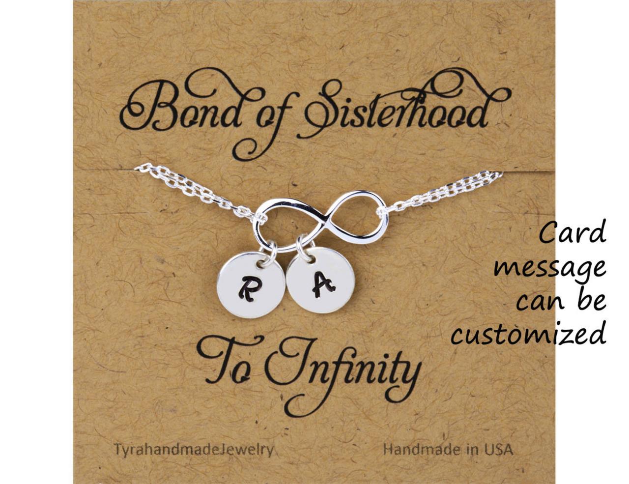 Personalized Infinity Bracelet,hand Stamped Initial,sterling Silver,sister Monogram,custom Font,custom Note Card,family Initials, Friend