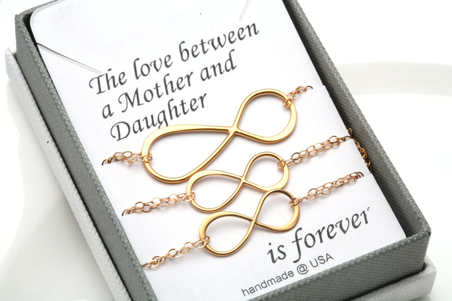 Mother Daughter Jewelry Set,infinity Bracelet Set,infinity Figure Eight Charm,mothers Day Gift,gift For Mother,personalized Note