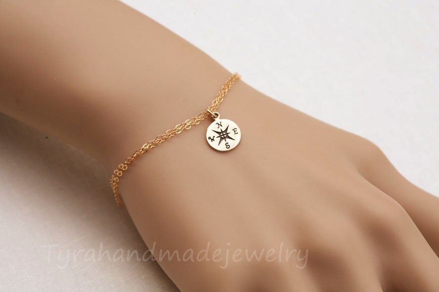 Compass Bracelet,graduation Gift,sisterhood Gift,bridesmaid Gift, Friend Gift,friendship Gift,silver,gold,custom Jewelry Note